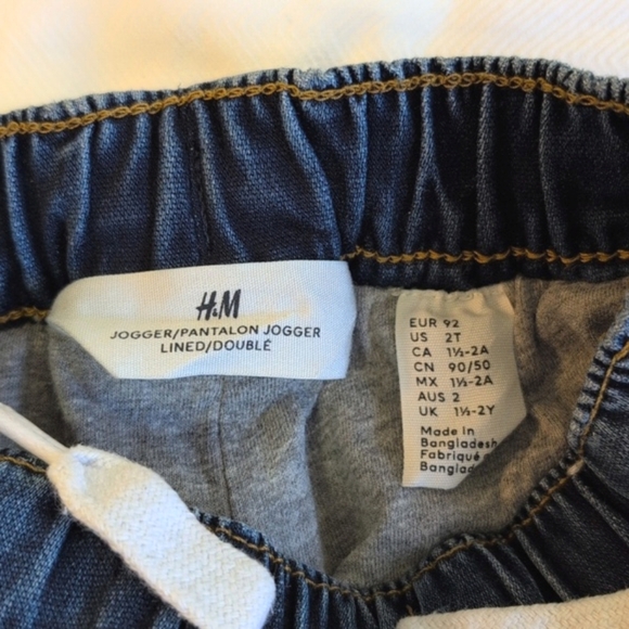 H&M jersey lined baggy fit denim joggers jeans 2T toddler boys - Picture 4 of 8